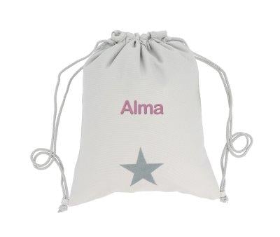 Mochila Saco Personalizada Piqu Estrela Cinza