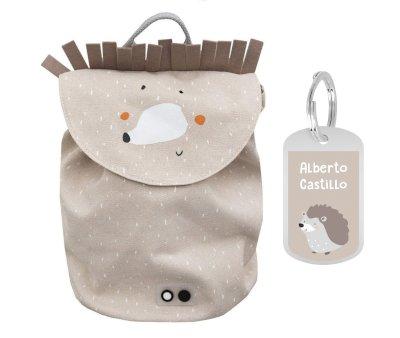Mini Mochila Mrs. Hedgehog con Llavero Personalizado