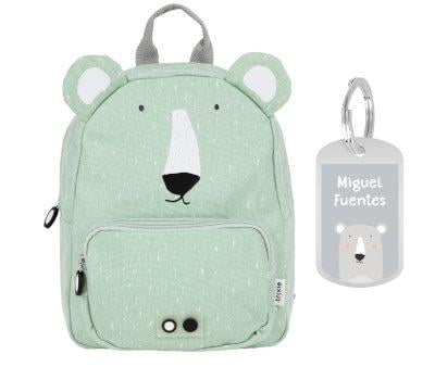 Large Trixie Backpack Mr. Polar Bear with Personalized Keychain