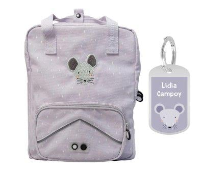 Mochila Escolar Grande Mrs. Mouse con Llavero Personalizado