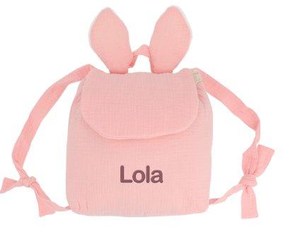 Mochila Pequea Gasa Conejo Rose Blush Personalizable
