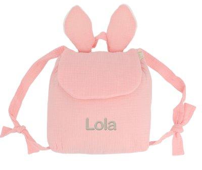 Mochila Pequea Gasa Conejo Rose Blush Personalizable
