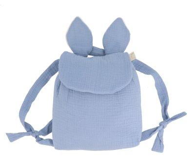 Petit Sac  dos en Mousseline Lapin Bleu Personnalisable