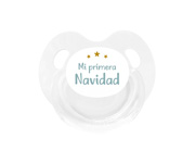 Chupete Retro Blanco Mi Primera Navidad Verde