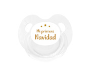Chupete Retro Blanco Mi Primera Navidad Mostaza