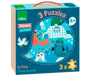 3 Puzzle Legno Animali del Mondo