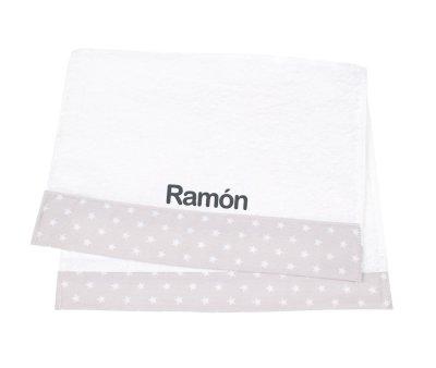 Personalised Grey Classic Star Nursery Towel