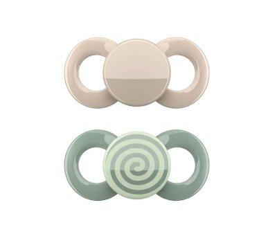 2 Anatomical Pacifiers Dentistar Day & Night Green Beige Spiral