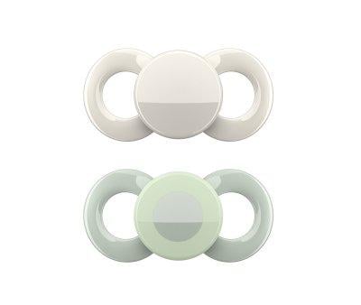 2 Day & Night Anatomical Pacifiers Green Beige Circle