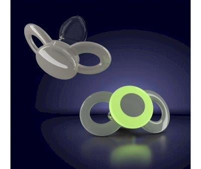 2 Day & Night Anatomical Pacifiers Green Beige Circle