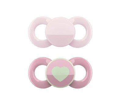 2 Anatomical Pacifiers Day & Night Pink Pink Heart