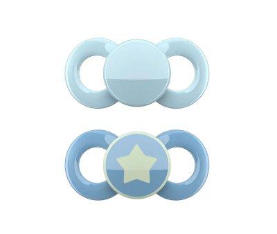 2 Anatomical Pacifiers Day & Night Blue and Blue with Star