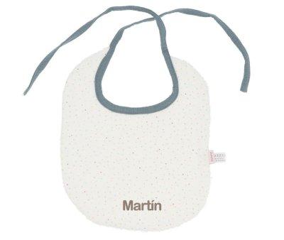 Cotton Bib Rainbow Dots Blue Personalised