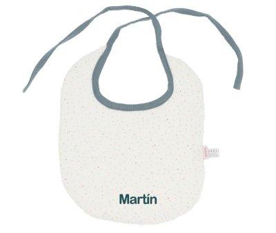 Cotton Bib Rainbow Dots Blue Personalised
