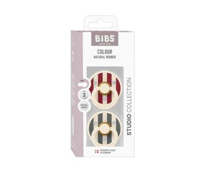2 BIBS Studio Colour Round Pacifiers Ruby Pine Mix