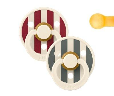 2 BIBS Studio Colour Round Pacifiers Ruby Pine Mix