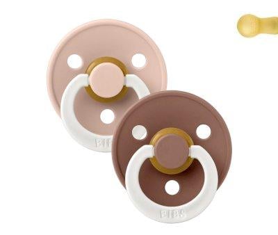 2 BIBS Colour Night Pacifiers Round Blush Glow/Woodchuck Glow