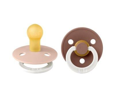 2 BIBS Colour Night Pacifiers Round Blush Glow/Woodchuck Glow