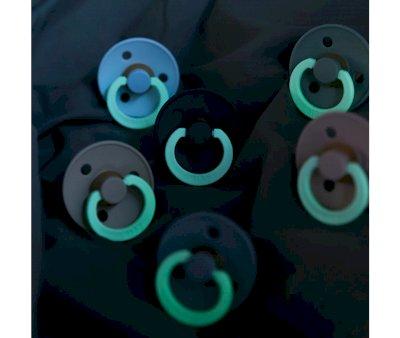 2 BIBS Colour Night Pacifiers Round Petrol Glow/Deep Space Glow