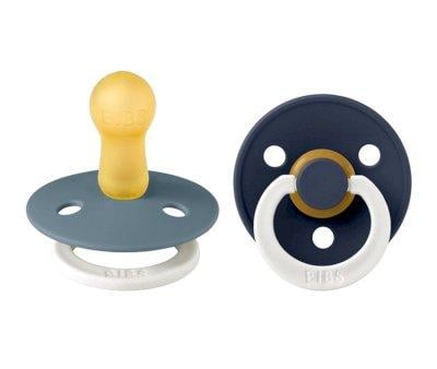 2 BIBS Colour Night Pacifiers Round Petrol Glow/Deep Space Glow