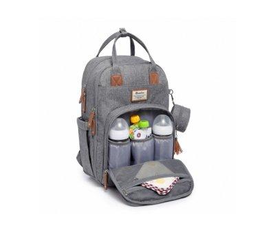 Mochila Carrinho de Passeio Tudo em Um Cinza Claro