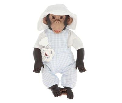 Lola the Chimpanzee with Blue Pichi Vichi, Blouse, and Fisherman Hat