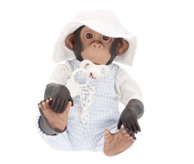 Lola the Chimpanzee with Blue Pichi Vichi, Blouse, and Fisherman Hat