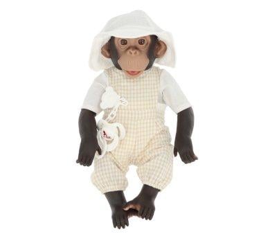 Lola Scimpanz Reborn con Pettorina Biscotto, Blusa e Cappellino