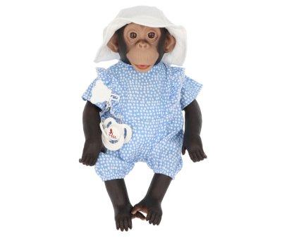 Lola The Chimpanzee with Poplin Polka Dot Royal Top and Fisherman Hat