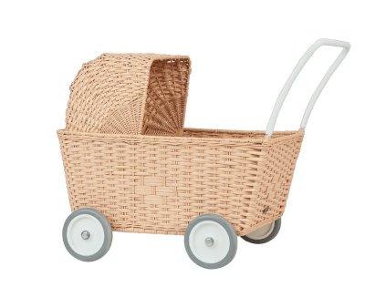 Doll Stroller Rattan Seashell Pink
