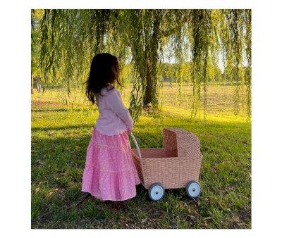 Doll Stroller Rattan Seashell Pink