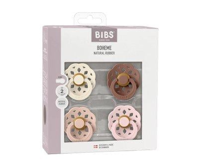 4 Pacifiers BIBS Boheme Ivory/Blush/Woodchuck/Blossom