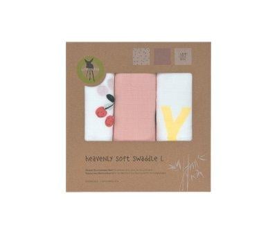 Pack 3 Muslin Cloths Happy Fruits Cherry 80 cm