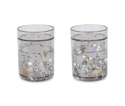 2 Vasos con Purpurina Dino