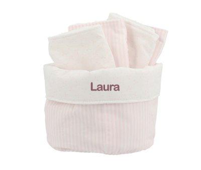Basket with Personalised Pink Dorset Bib