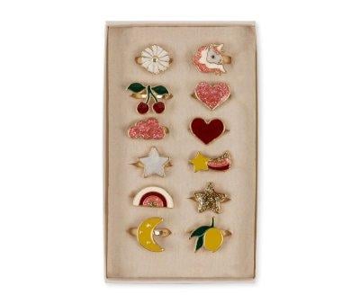 Lot de 12 Bagues Multicolores