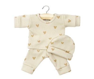 Ribbed Knit Hearts Beige Pajamas for Minikane Babies Morgan Dolls and Hat