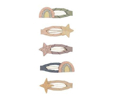 5 Mini Barrettes Rainbow & Star
