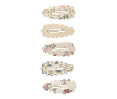 5 Mini Barrettes Scalloped Floral