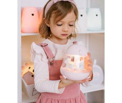 Caja de Msica Carrusel con Lmpara Chicklet Rosa