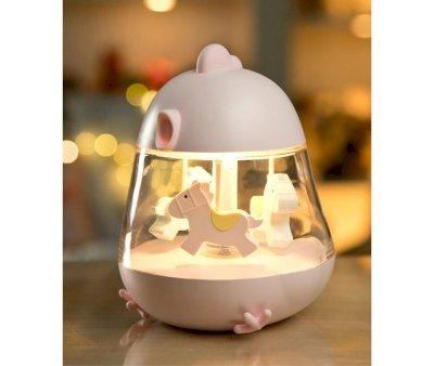 Caja de Msica Carrusel con Lmpara Chicklet Rosa