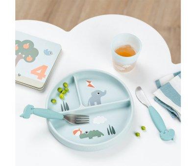 Piatto Antiscivolo Silicone Stick&Stay Playground Blue