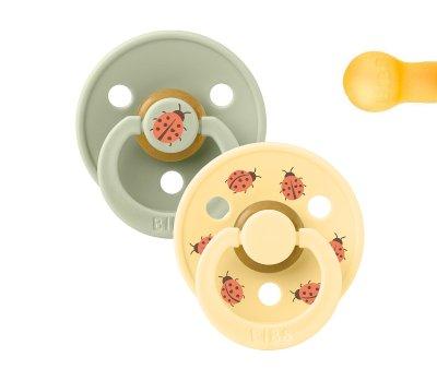 2 chupetas BIBS Studio Colour Round Ladybug Sage Mix