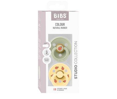 2 chupetas BIBS Studio Colour Round Ladybug Sage Mix