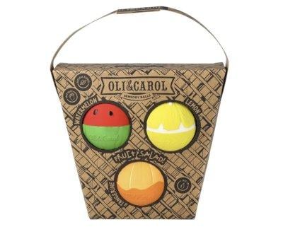 Set 3 Pelotas Sensoriales, Mordedor y Juguete de Bao Fruit Salad