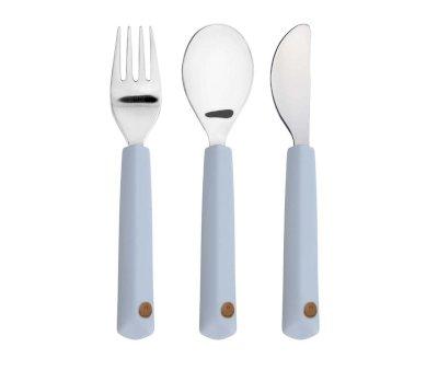 Posate Bimbi Manico Silicone Happy Smile Blue