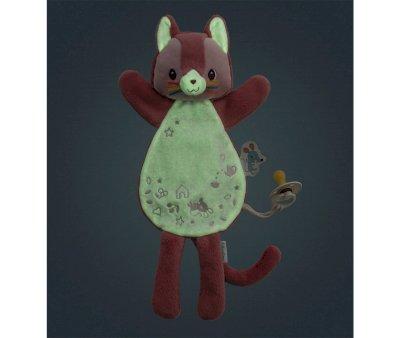 Jeanne le Chat Doudou Marionnette et Attache-sucette Phosphorescent