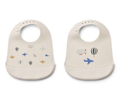 2 Bavoirs en Silicone Tilda Aviator/Ecru