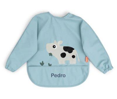 Bavaglio con Maniche Tiny Farm Blue Personalizzabile