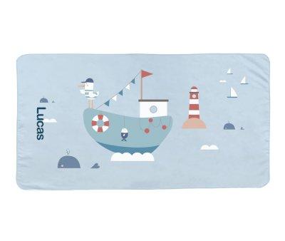 Toalha Praia Microfibra Fishing Boat Personalizvel